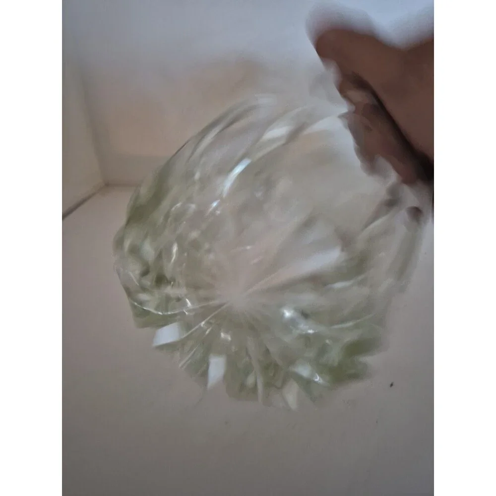 VINTAGE ETCHED LEAD GLASS ICE BUCKET WITH FLORAL DESIGN 5.5